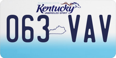KY license plate 063VAV