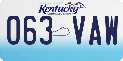 KY license plate 063VAW