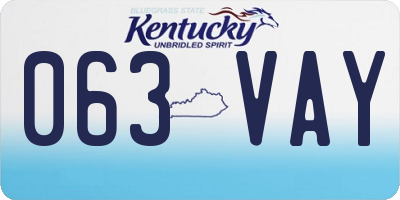 KY license plate 063VAY