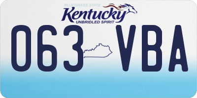 KY license plate 063VBA