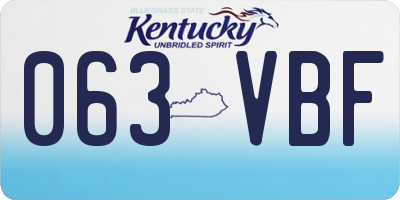 KY license plate 063VBF