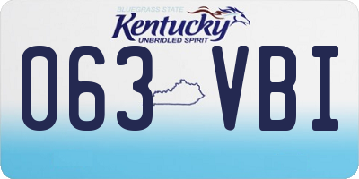 KY license plate 063VBI