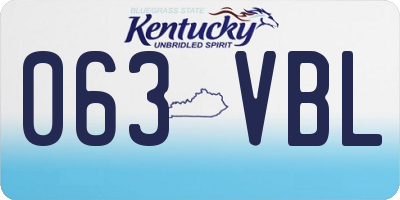 KY license plate 063VBL