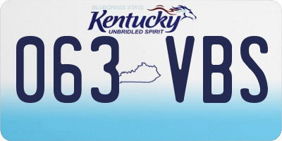 KY license plate 063VBS