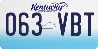 KY license plate 063VBT