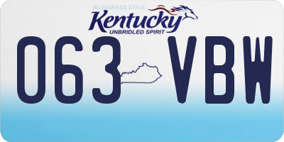 KY license plate 063VBW