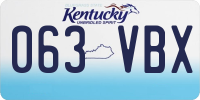 KY license plate 063VBX