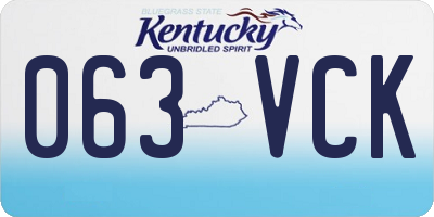 KY license plate 063VCK