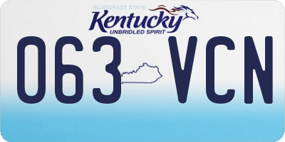 KY license plate 063VCN