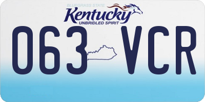KY license plate 063VCR
