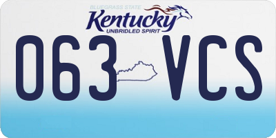 KY license plate 063VCS