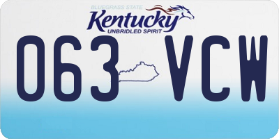 KY license plate 063VCW