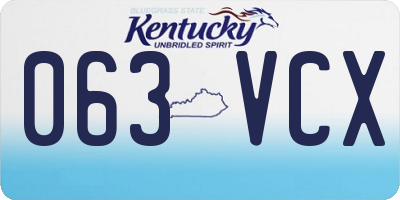 KY license plate 063VCX