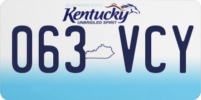KY license plate 063VCY