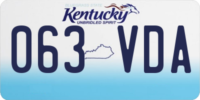 KY license plate 063VDA
