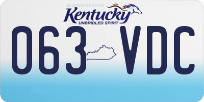 KY license plate 063VDC