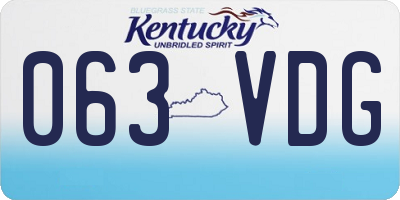 KY license plate 063VDG