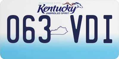 KY license plate 063VDI