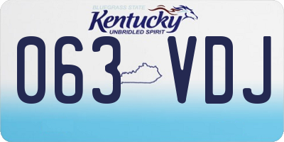 KY license plate 063VDJ