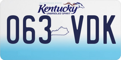 KY license plate 063VDK