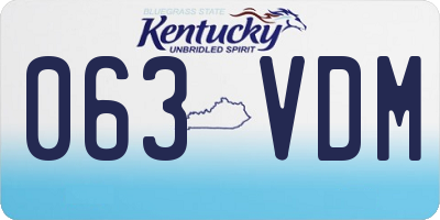 KY license plate 063VDM