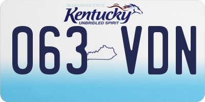KY license plate 063VDN