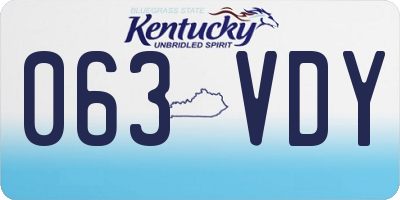 KY license plate 063VDY