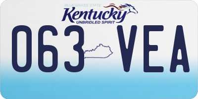 KY license plate 063VEA