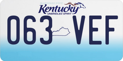 KY license plate 063VEF