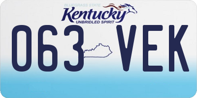 KY license plate 063VEK