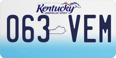 KY license plate 063VEM