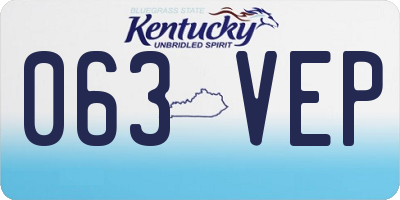 KY license plate 063VEP