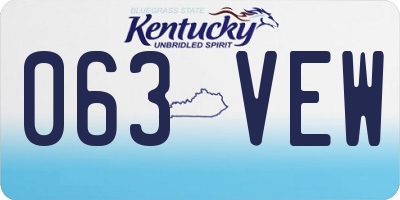 KY license plate 063VEW