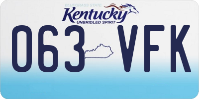KY license plate 063VFK