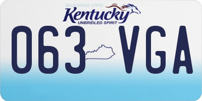 KY license plate 063VGA
