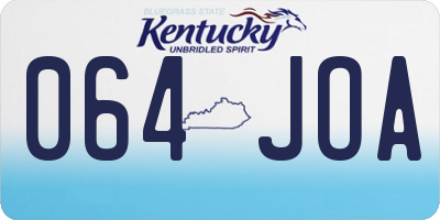 KY license plate 064JOA