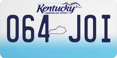 KY license plate 064JOI