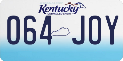 KY license plate 064JOY