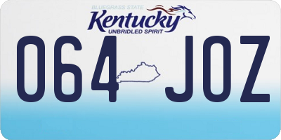KY license plate 064JOZ