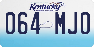 KY license plate 064MJO