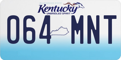 KY license plate 064MNT