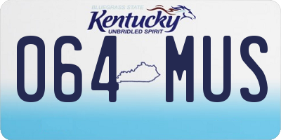 KY license plate 064MUS