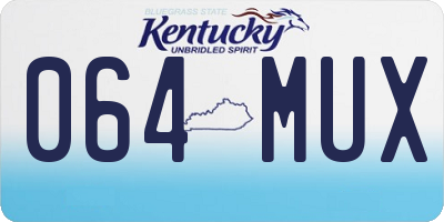 KY license plate 064MUX