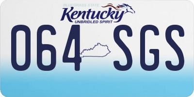 KY license plate 064SGS