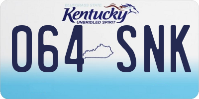 KY license plate 064SNK