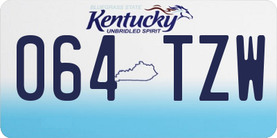 KY license plate 064TZW