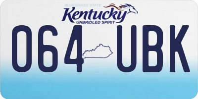 KY license plate 064UBK