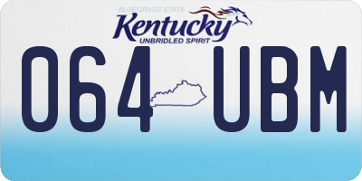 KY license plate 064UBM
