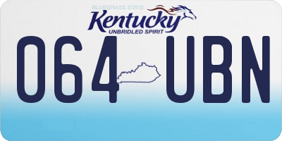 KY license plate 064UBN