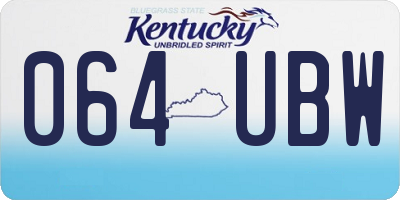 KY license plate 064UBW